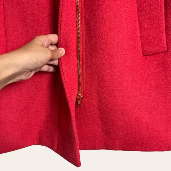 J. Crew Watermelon Pink Red Cocoon Wool Blend City Coat Size 10 - Picture 6 of 9